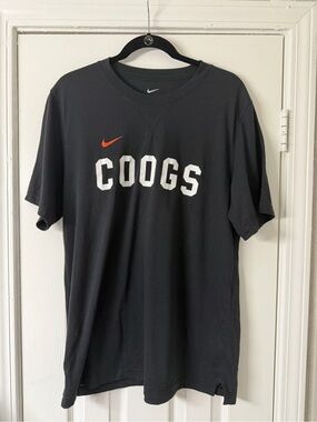 Nike COOGS Black Dri-Fit Tee with Orange Swoosh Women’s Large Collegiate Houston